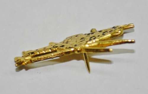 Vintage Gold Tone and Enamel Helicopter Lapel Pin