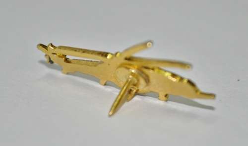 Vintage Gold Tone and Enamel Helicopter Lapel Pin
