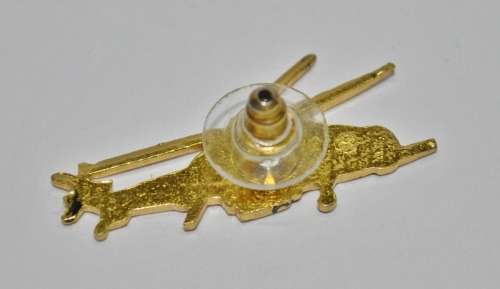 Vintage Gold Tone and Enamel Helicopter Lapel Pin