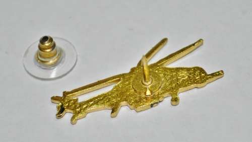 Vintage Gold Tone and Enamel Helicopter Lapel Pin