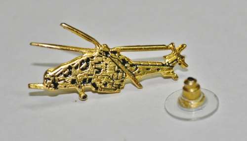 Vintage Gold Tone and Enamel Helicopter Lapel Pin