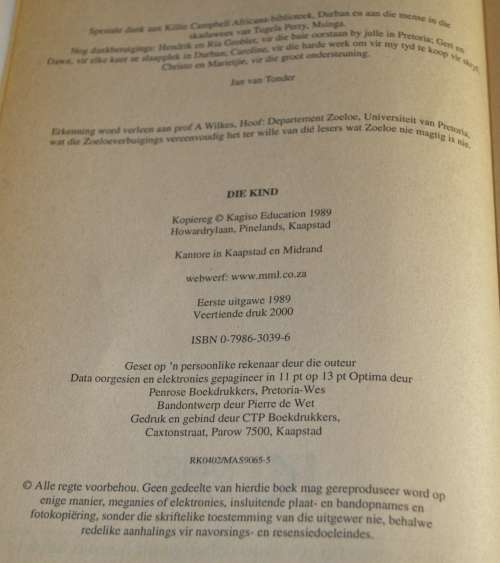 Die Kind by Jan van Tonder (ISBN 0798630396)