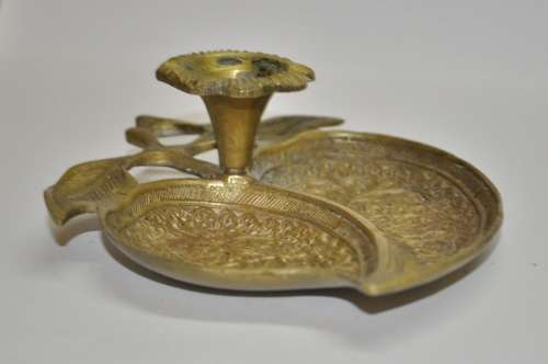 Vintage Solid Brass Fruit Shaped Engraved Candle Holder