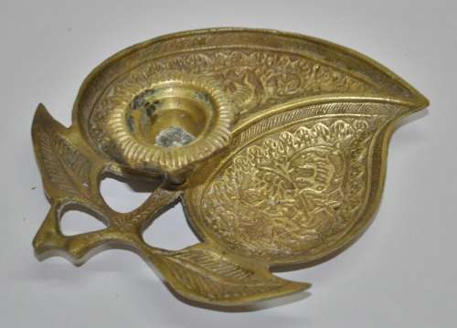 Vintage Solid Brass Fruit Shaped Engraved Candle Holder