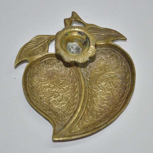Vintage Solid Brass Fruit Shaped Engraved Candle Holder
