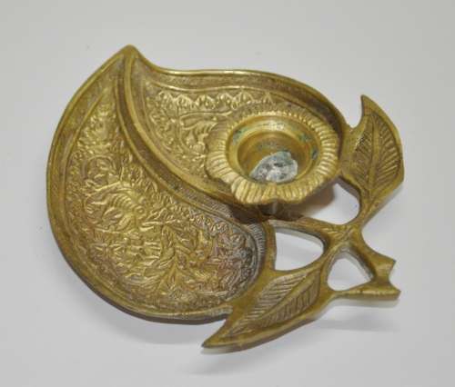 Vintage Solid Brass Fruit Shaped Engraved Candle Holder