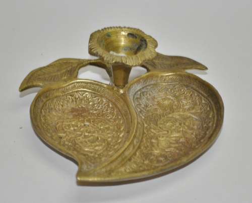 Vintage Solid Brass Fruit Shaped Engraved Candle Holder