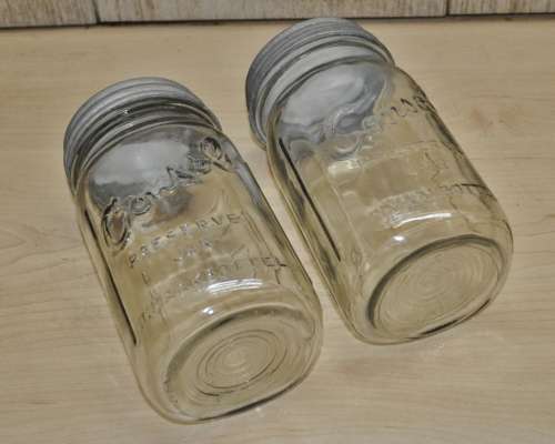 Pair of Large Vintage Consol Glass Preserve Jars
