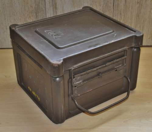 Vintage Brown Metal Ammunition Box