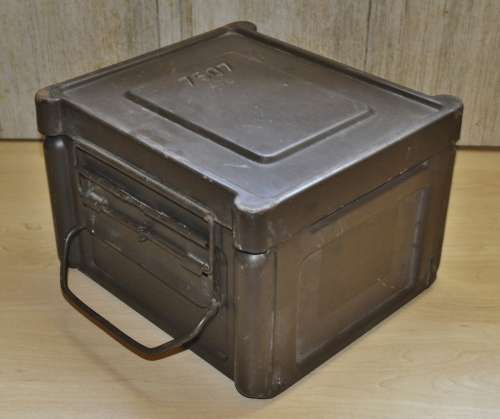 Vintage Brown Metal Ammunition Box