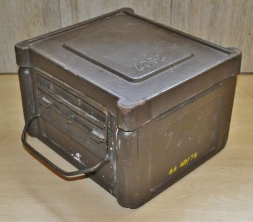 Vintage Brown Metal Ammunition Box