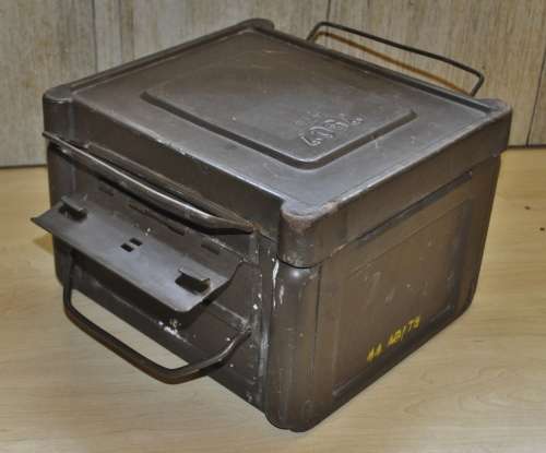 Vintage Brown Metal Ammunition Box