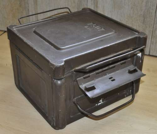 Vintage Brown Metal Ammunition Box