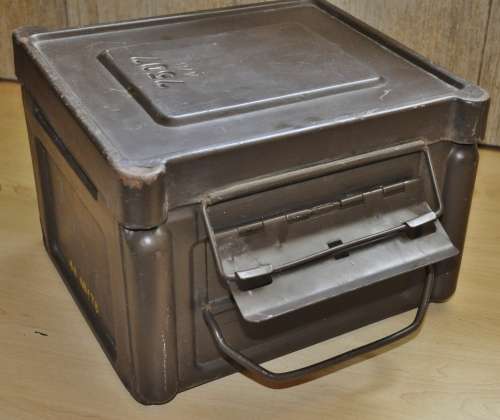 Vintage Brown Metal Ammunition Box