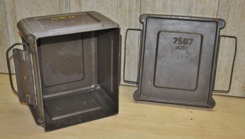 Vintage Brown Metal Ammunition Box