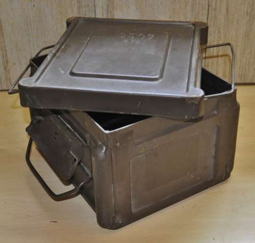 Vintage Brown Metal Ammunition Box