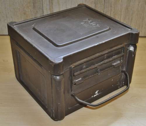 Vintage Brown Metal Ammunition Box