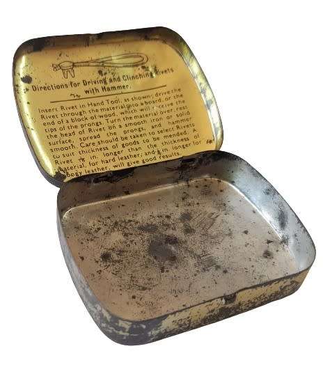 Small Vintage 1940s Bifurcated Rivets Storage Tin