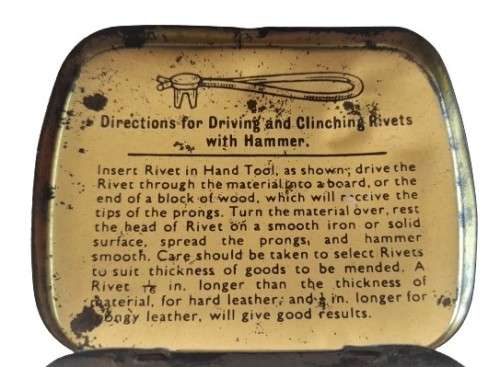 Small Vintage 1940s Bifurcated Rivets Storage Tin