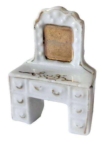 Vintage Porcelain Miniature Dollhouse Bedroom Furniture - Made in Occupied Japan (1945-1952)