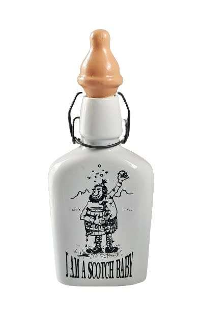 Vintage Ceramic Novelty Scotch Flask - I am a scotch baby