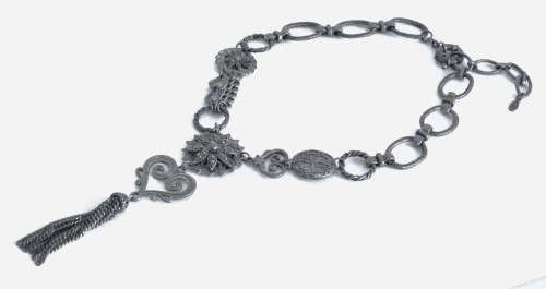 Vintage Chunky Antique Silver tone necklace by Honey