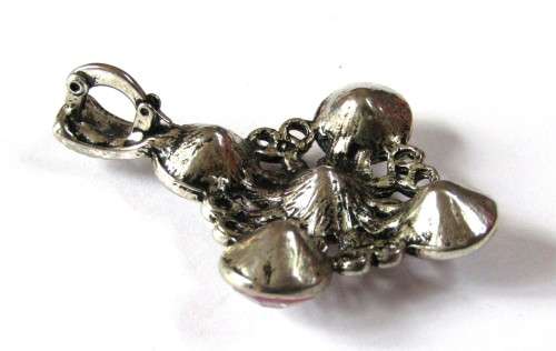 Vintage Silver Tone Removable Pendant with Clear and Red stones