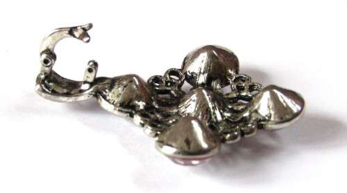 Vintage Silver Tone Removable Pendant with Clear and Red stones