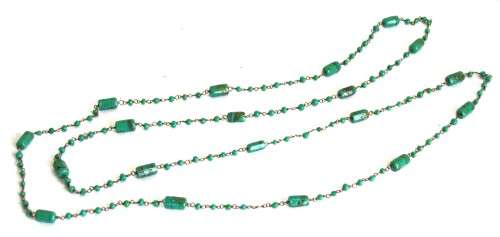 Vintage Brass and African Turquoise Beaded Necklace