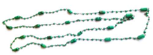 Vintage Brass and African Turquoise Beaded Necklace