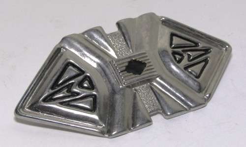 Vintage, Geometric, Art Deco Silver tone and Black Enamel Unisex Belt Buckle