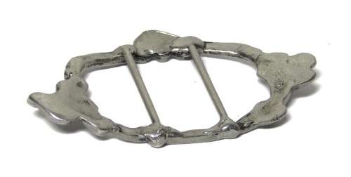 Vintage Art Nouveau Silver Tone and Black Enamel Belt Buckle