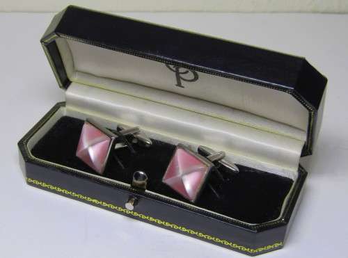 Collectible Silver Tone Thulian Cufflinks in Cartier-style box by Elizabeth Parker UK