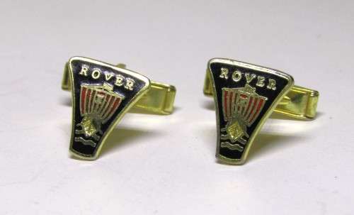 Vintage Gold Plated and Enamel `Rover` Cufflinks in Original Box - Made in England