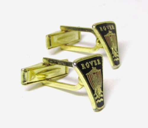 Vintage Gold Plated and Enamel `Rover` Cufflinks in Original Box - Made in England