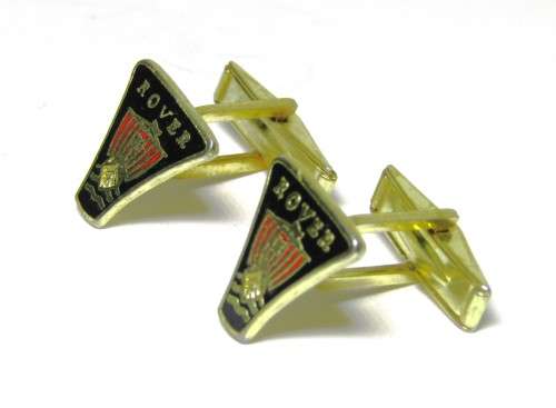 Vintage Gold Plated and Enamel `Rover` Cufflinks in Original Box - Made in England
