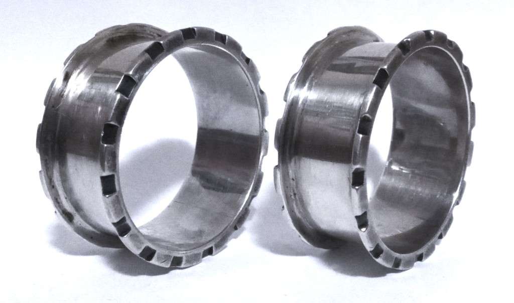 Pair of English Hallmarked Antique Sterling Silver Castellated Napkin Rings by Robert Chandler 1914
