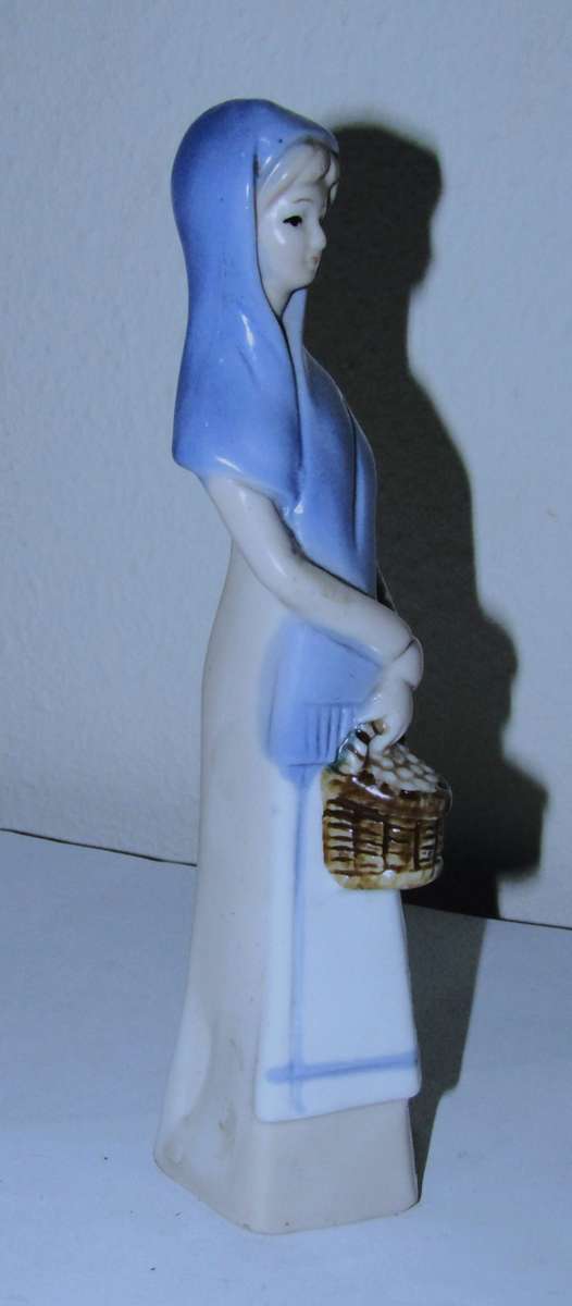 Collectible Llardo Style Figurine - Tall Girl carrying a basket c1980