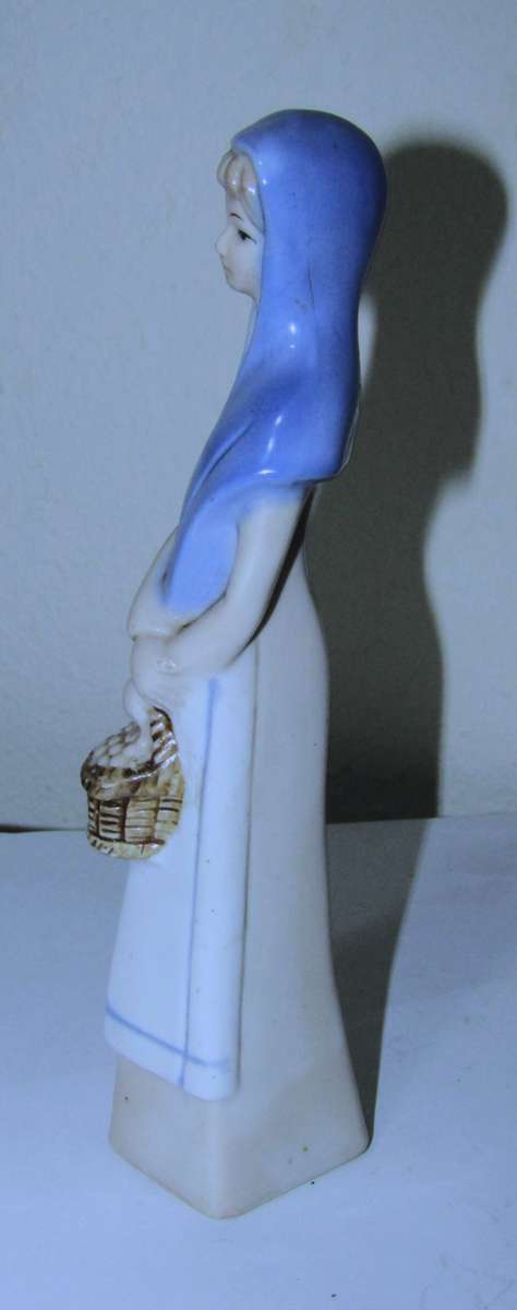 Collectible Llardo Style Figurine - Tall Girl carrying a basket c1980