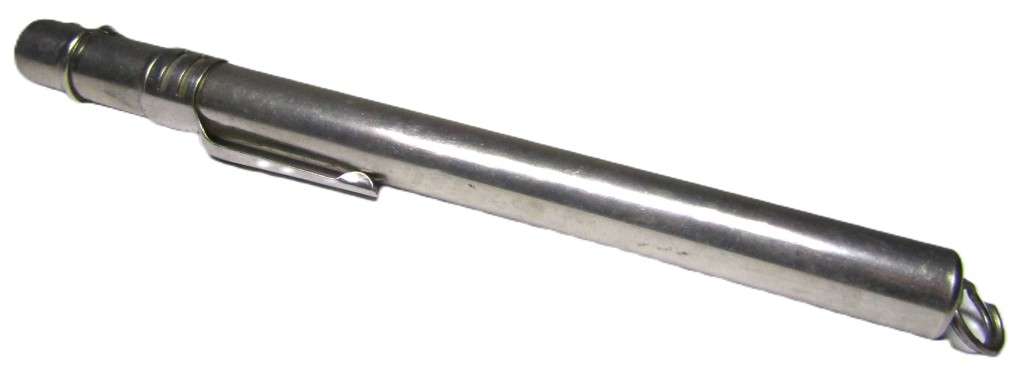 Vintage Pocket Thermometer encased in pen-shaped metal casing, calibrated to Celsius