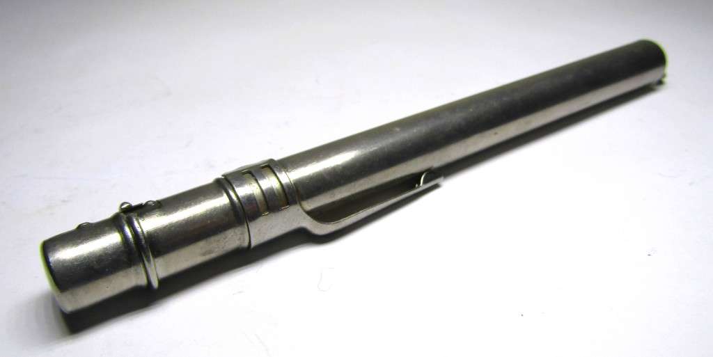 Vintage Pocket Thermometer encased in pen-shaped metal casing, calibrated to Celsius