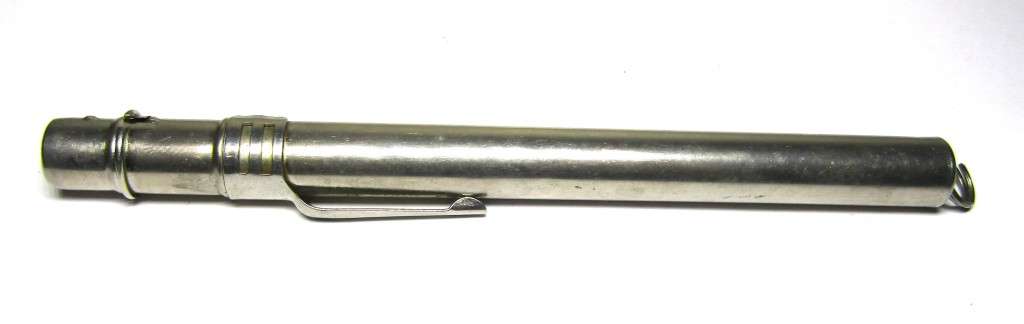 Vintage Pocket Thermometer encased in pen-shaped metal casing, calibrated to Celsius