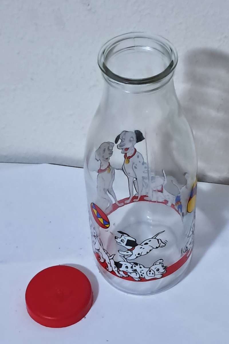 Collectible, Vintage Disney 101 Dalmatians Milk Bottle made in France