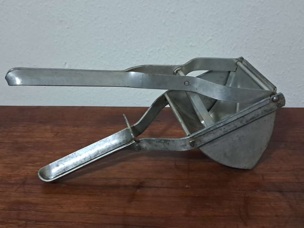 Antique Heavy-duty Steel Potato Ricer branded Tale, Made in England c1900