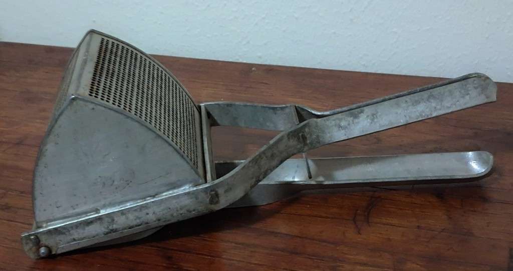 Antique Heavy-duty Steel Potato Ricer branded Tale, Made in England c1900