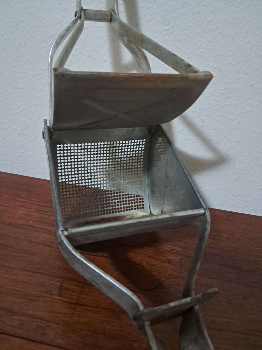 Antique Heavy-duty Steel Potato Ricer branded Tale, Made in England c1900