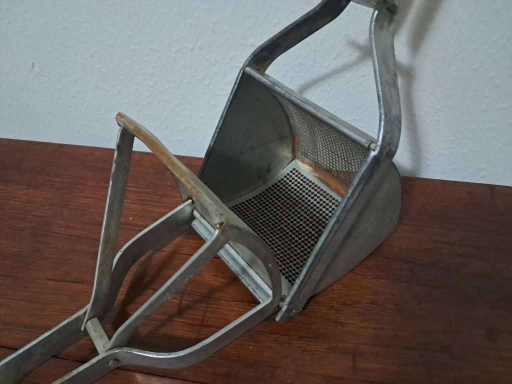 Antique Heavy-duty Steel Potato Ricer branded Tale, Made in England c1900