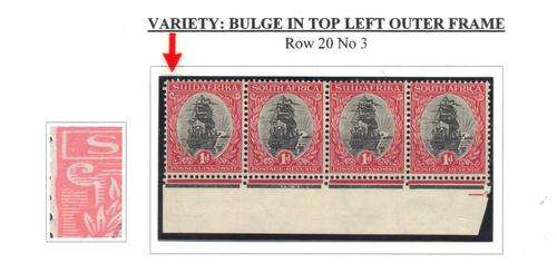 The 1927 Pretoria 1d Ship - UNLISTED VARIETIES