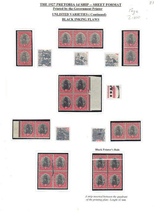 The 1927 Pretoria 1d Ship - UNLISTED VARIETIES