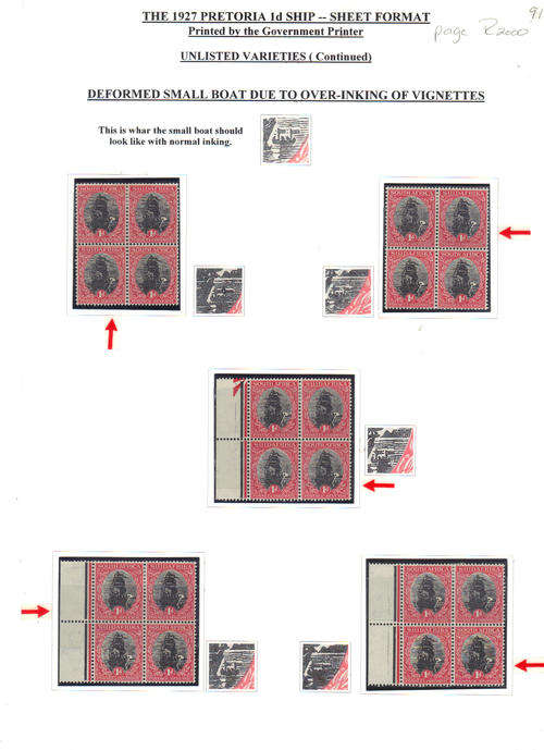 The 1927 Pretoria 1d Ship - UNLISTED VARIETIES